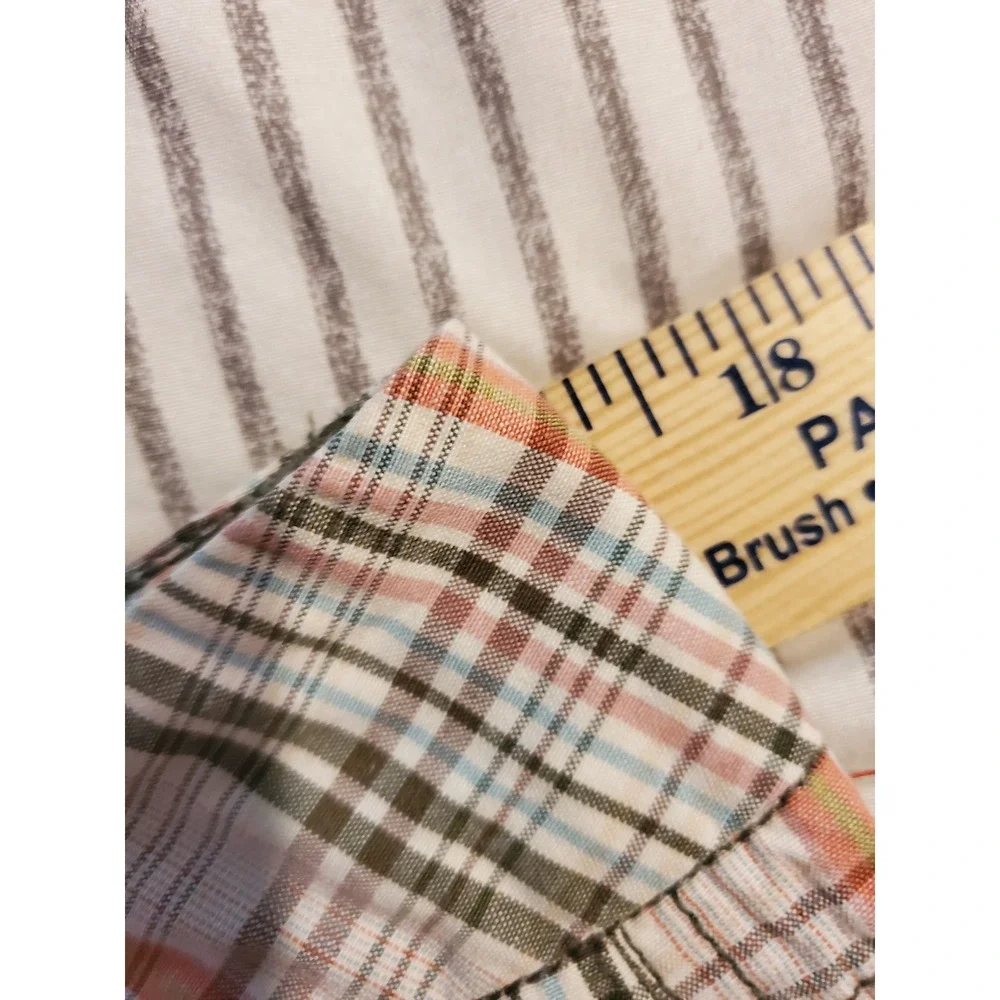 Bermuda Shorts Vintage Y2k Plaid Multicolor‎ Raw Hem Cotton Flap Pocket11